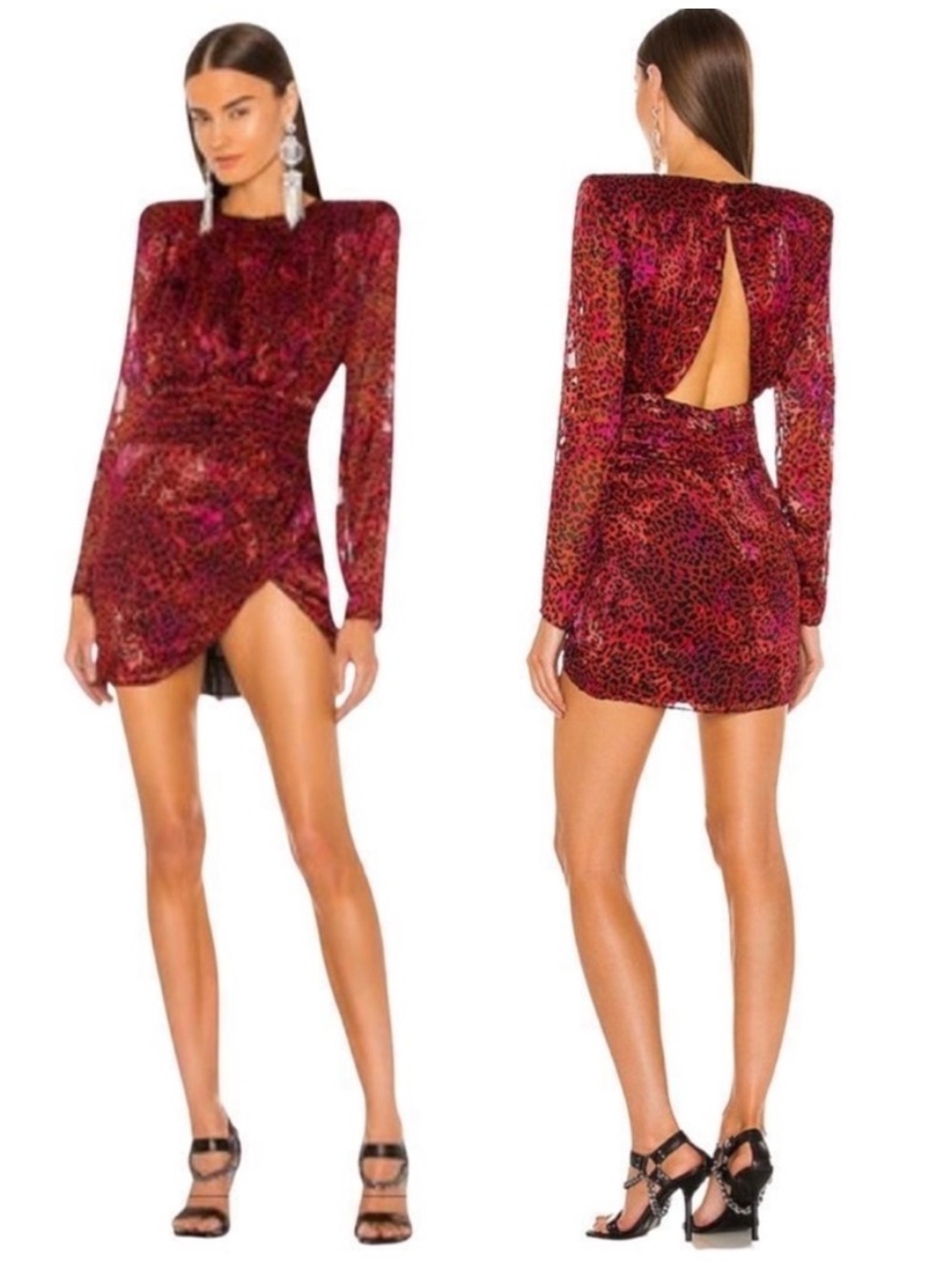 NWT DUNDAS X REVOLVE Brooklyn Mini Dress in Two Tone Leopard- Size XL